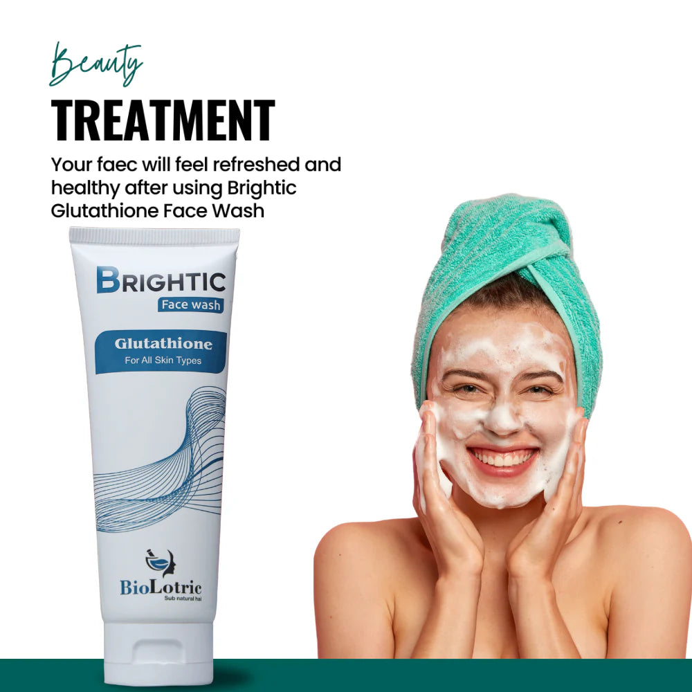 Buy3 Get 1 Free Brightic Glutathione Face Wash – Skin Whitening & Anti-Acne & Cleanser for Glowing Skin - Biolotric
