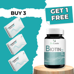 Buy 3 Get 1 Free Glutamine Skin Whitening & Hair Care Deal - Biolotric