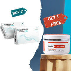 Buy 2 Get 1 Free - Glutamine+ Advanced Skin Whitening Supplement With Skin Cleanser - Biolotric